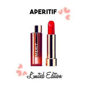 Rare MERIT Beauty Signature Lipstick in Aperitif Red